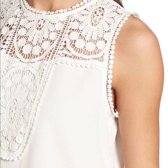 Halogen Ivory Lace & Crepe XXL  sleeveless blouse - Picture 5 of 5